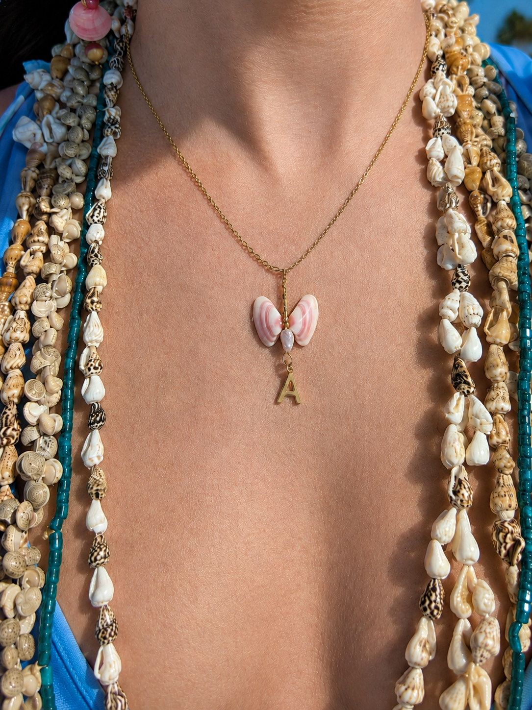 Pink Aura Initial Necklace
