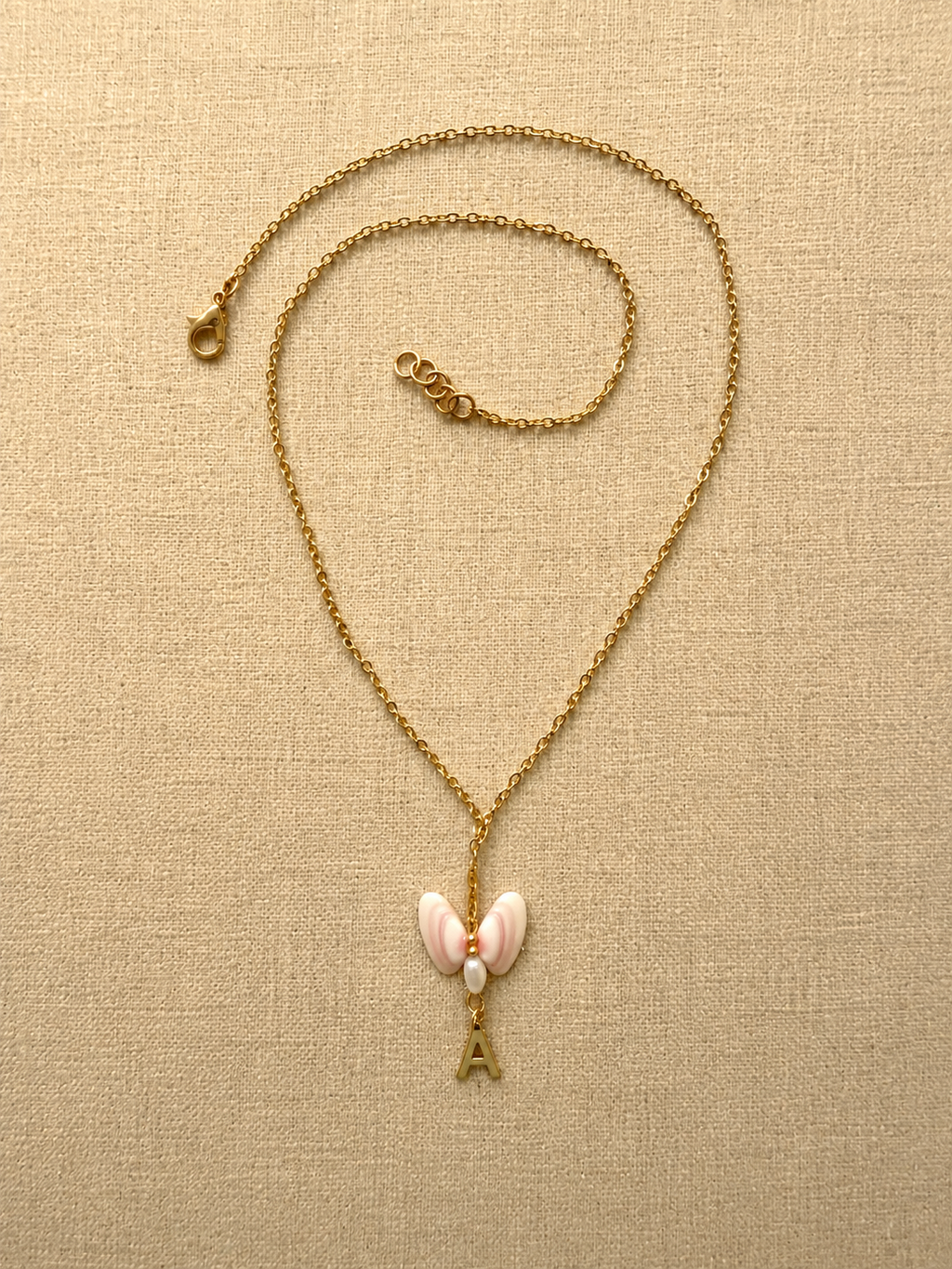 Pink Aura Initial Necklace