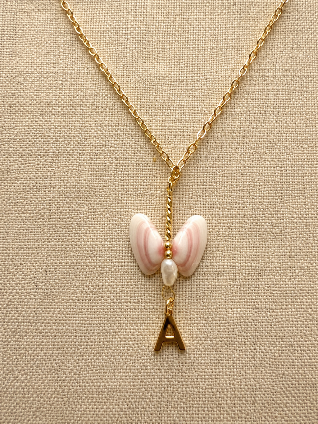 Pink Aura Initial Necklace