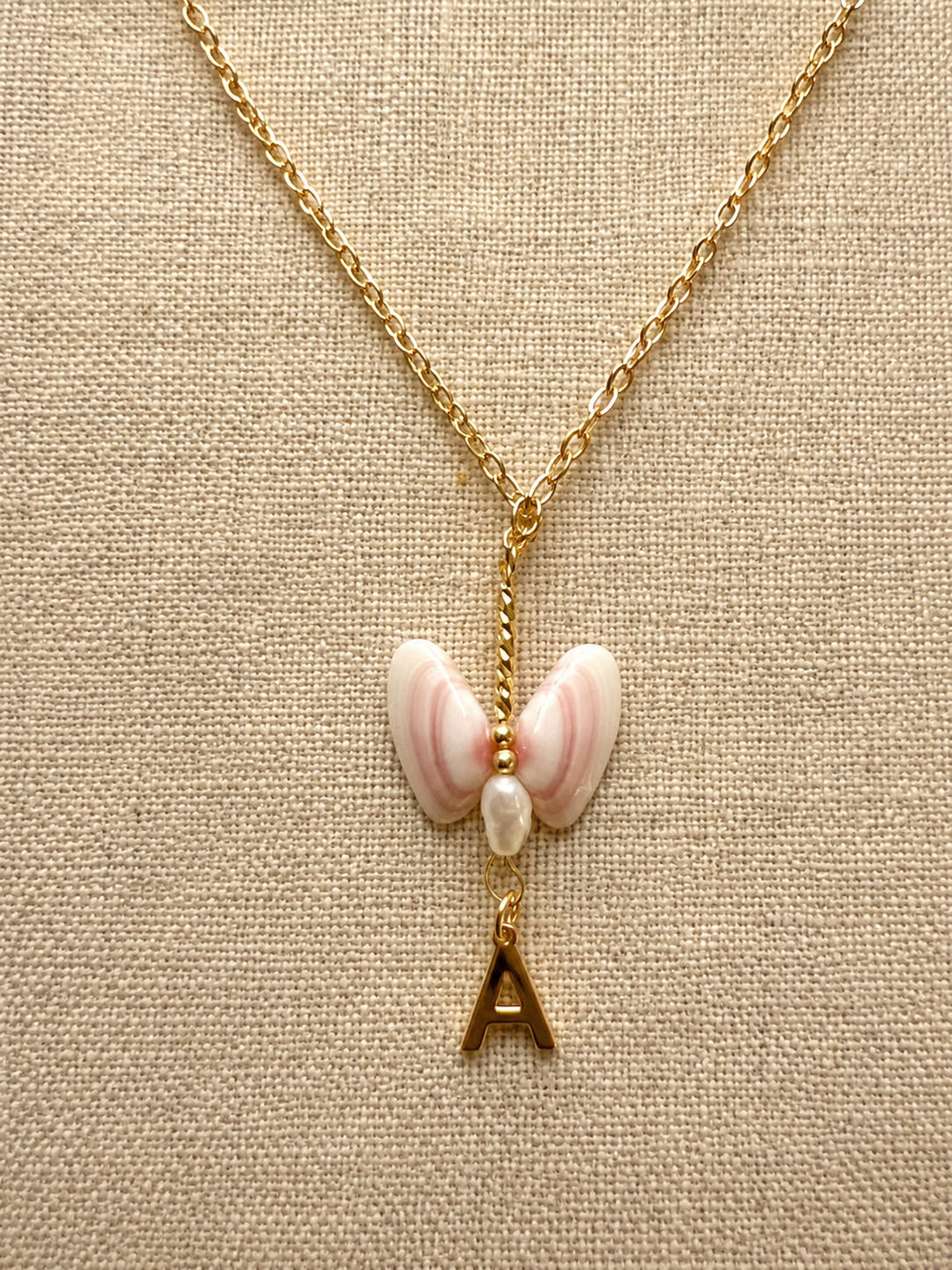 Pink Aura Initial Necklace